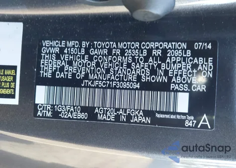 2015 Scion Tc z USA, uszkodzony, nr VIN JTKJF5C71F3095094